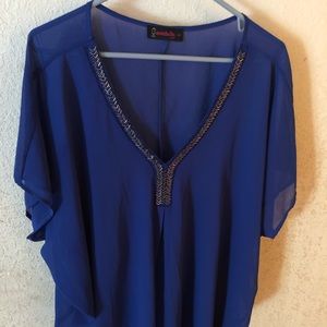Annabelle 3XW sheer Light weight royal blue Tunic